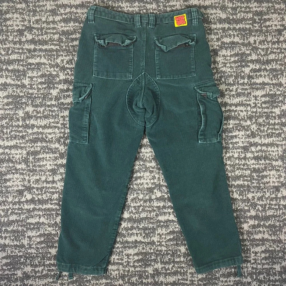 Empyre Relaxed Fit Corduroy Cargo‎ Pants Mens 28 Green Skate Streetwear Utility